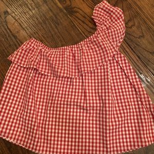 Red and White Checkered Lauren James One Shoulder